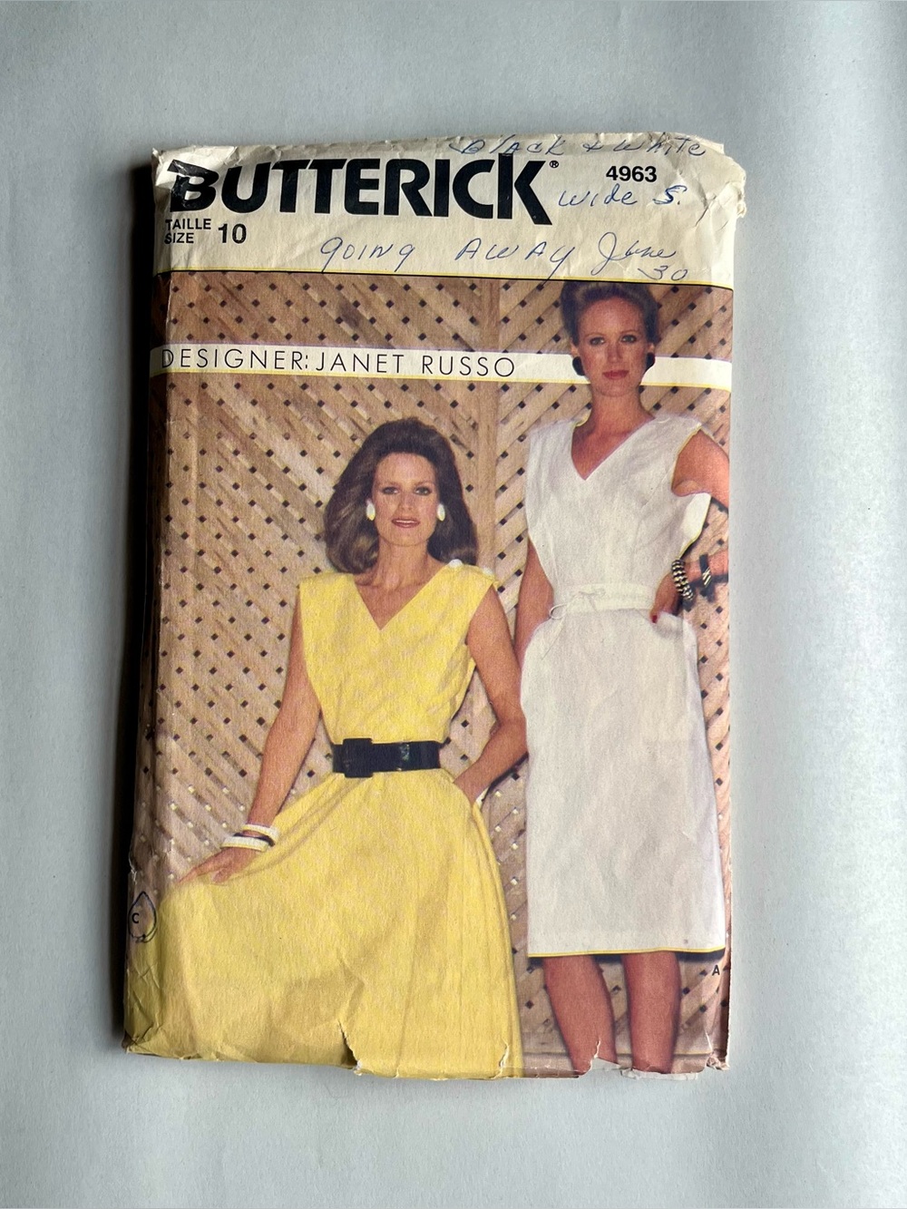 Vintage Butterick 4963 Janet Russo Misses Dress Size 10 Sewing Pattern